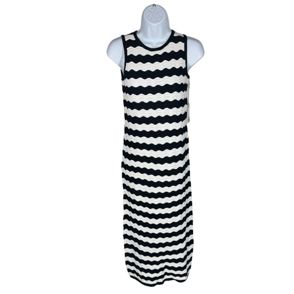 Black White Wavy Stripe Knit Maxi Dress Wilder Tuckernuck Hyacinth XXS - Picture 2 of 9